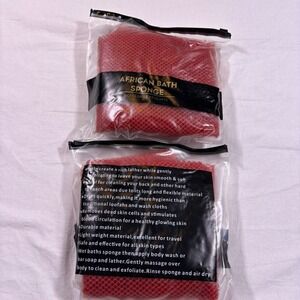 African Bath Sponge Exfoliating Mesh Net Scrubber Red L01488 - 2 Pack